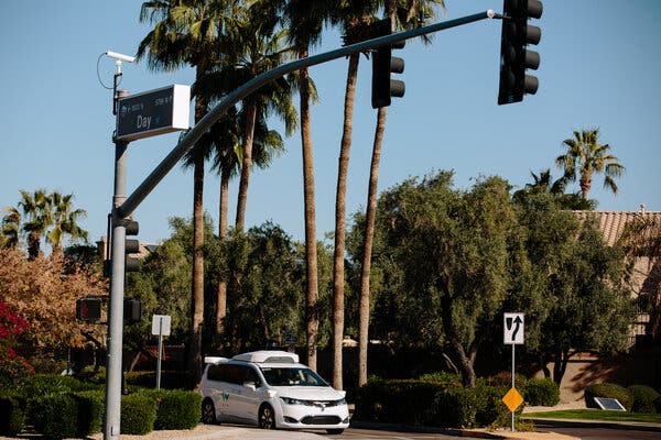 A Waymo autonomous vehicle in Chandler, Ariz.